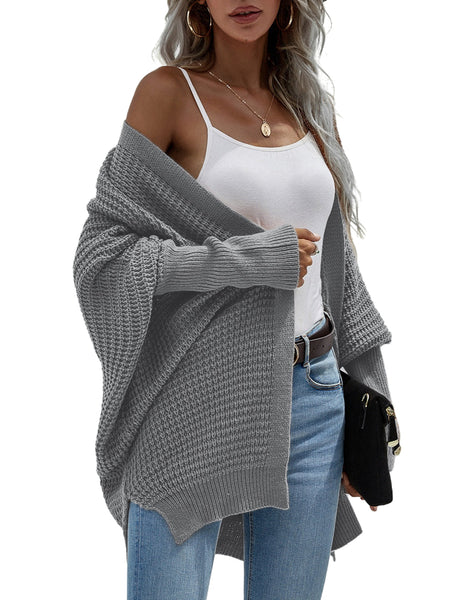 Women's Oversize Cardigan Sweater Loose Casual Batwing Sleeves Fashion Top