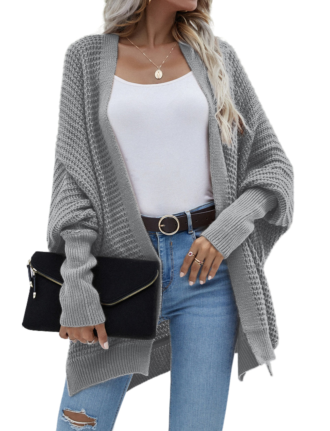 Women's Oversize Cardigan Sweater Loose Casual Batwing Sleeves Fashion Top