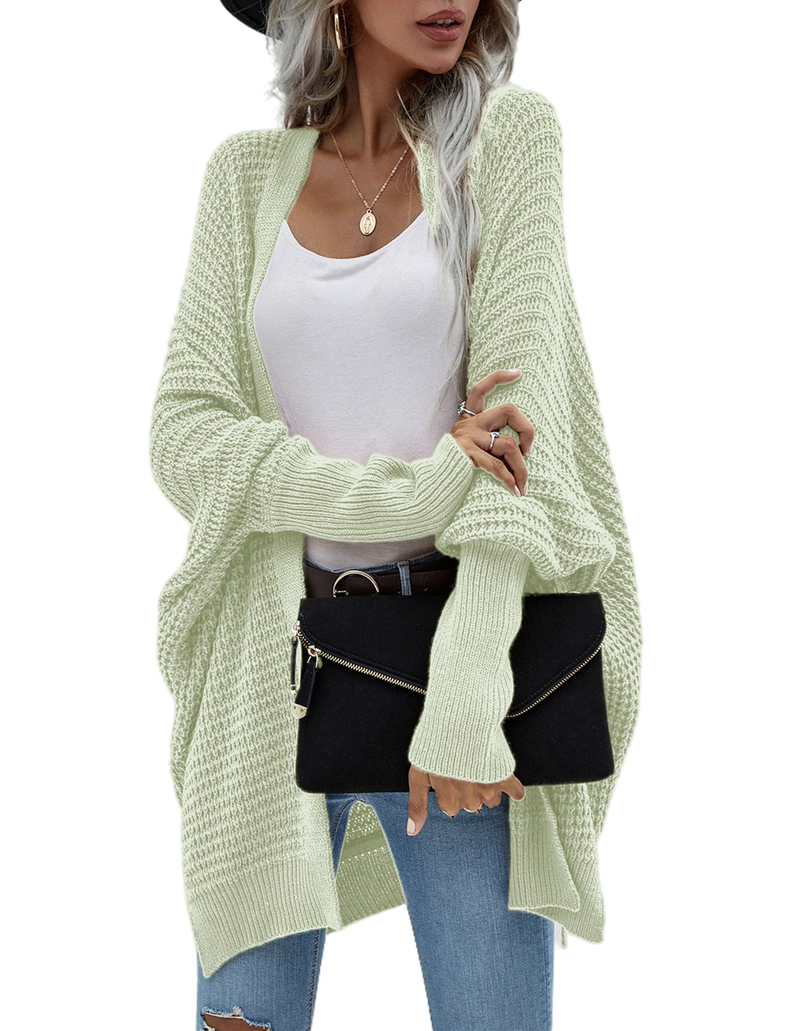 Women's Oversize Cardigan Sweater Loose Casual Batwing Sleeves Fashion Top