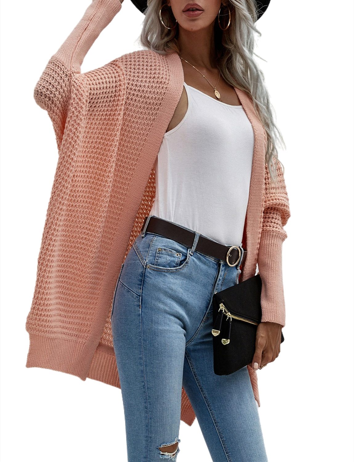 Women's Oversize Cardigan Sweater Loose Casual Batwing Sleeves Fashion Top