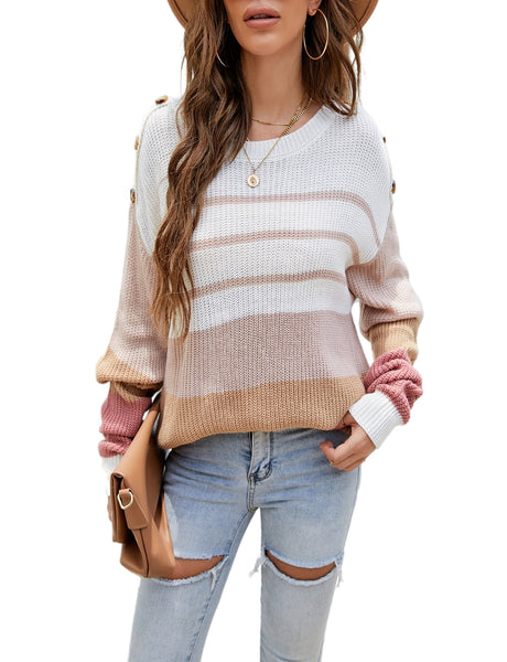 Women's Dropped Shoulder Pullover Sweater Loose Casual Long Sleeve Cozy Top
