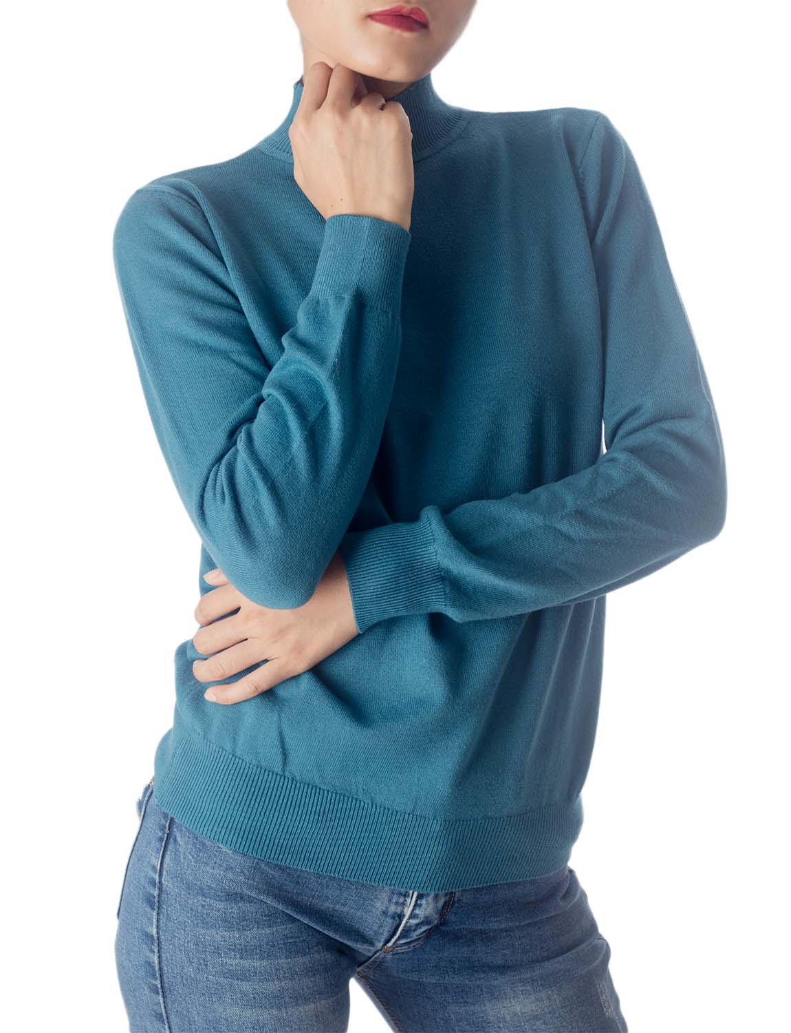 Women's Turtleneck Jumpers Long Sleeve Knitwear Tops Pullover Sweater