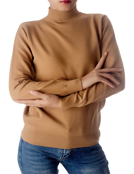 Women's Turtleneck Jumpers Long Sleeve Knitwear Tops Pullover Sweater