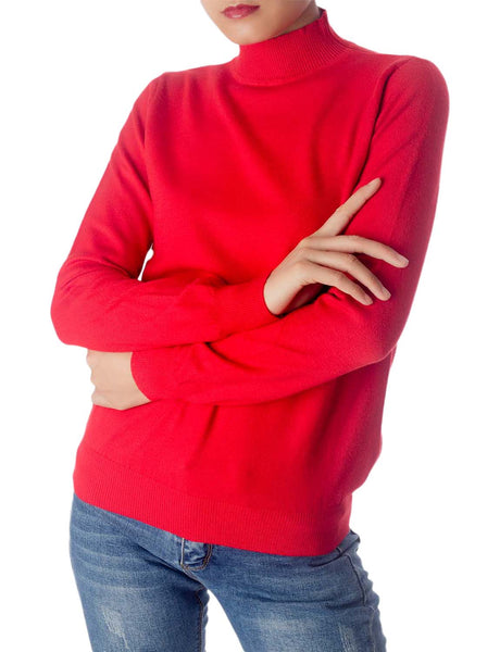 Women's Turtleneck Jumpers Long Sleeve Knitwear Tops Pullover Sweater