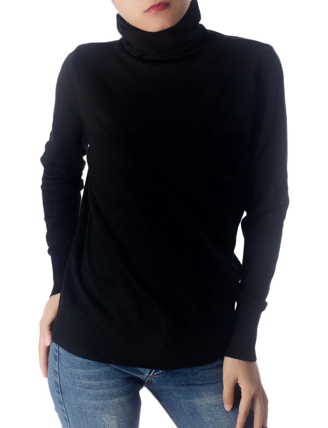 Women's Solid Color Lightweight Turtle Neck Tops Fashion Pullover Sweater