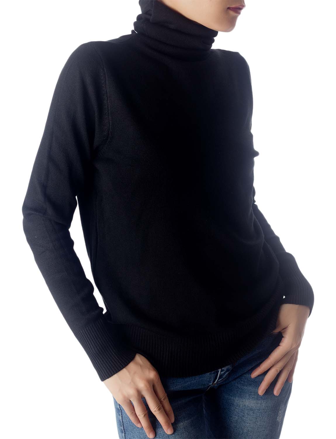 Women's Solid Color Lightweight Turtle Neck Tops Fashion Pullover Sweater