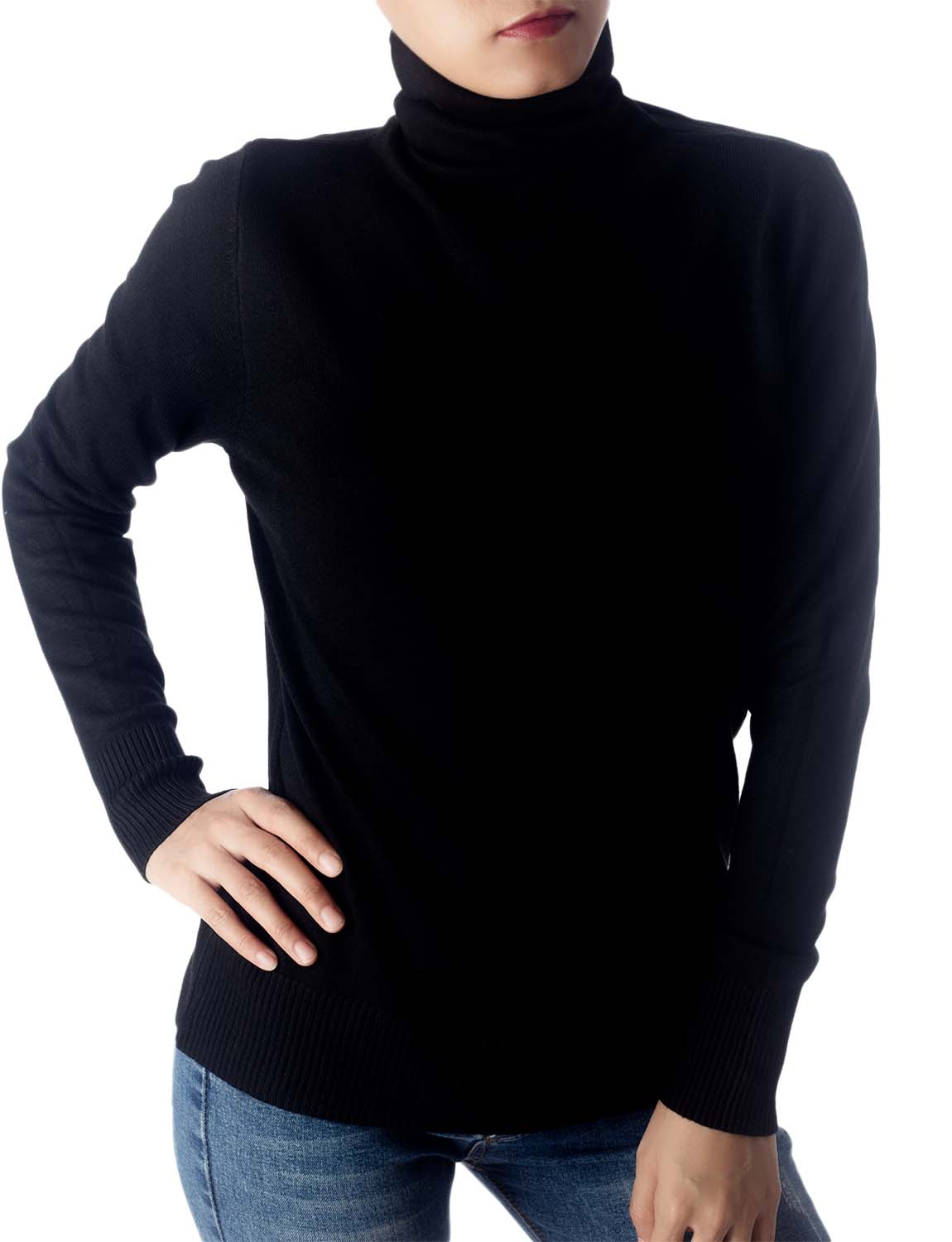 Women's Solid Color Lightweight Turtle Neck Tops Fashion Pullover Sweater