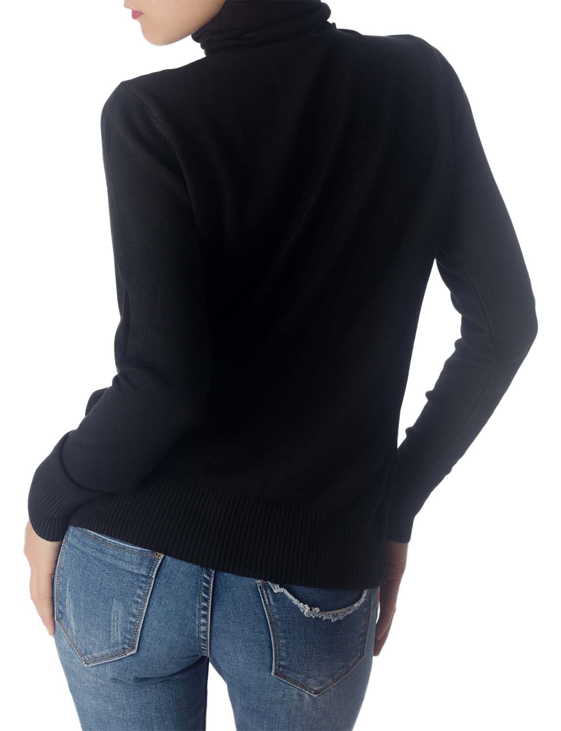 Women's Solid Color Lightweight Turtle Neck Tops Fashion Pullover Sweater