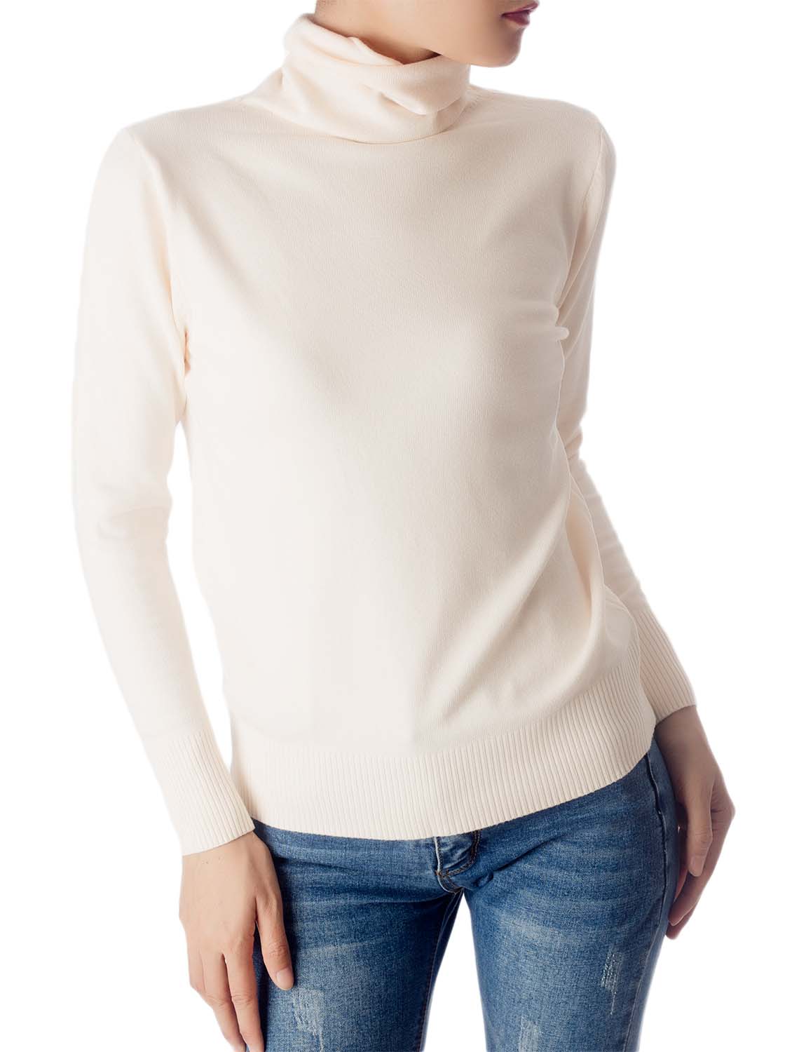 Women's Solid Color Lightweight Turtle Neck Tops Fashion Pullover Sweater