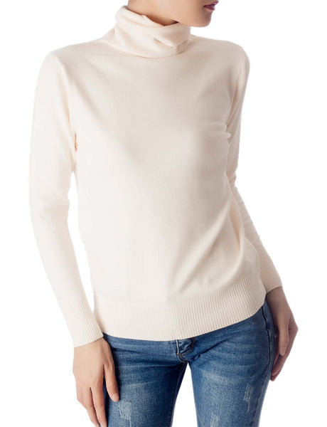 Women's Solid Color Lightweight Turtle Neck Tops Fashion Pullover Sweater