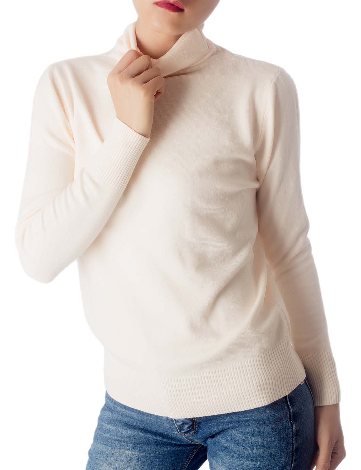 Women's Solid Color Lightweight Turtle Neck Tops Fashion Pullover Sweater