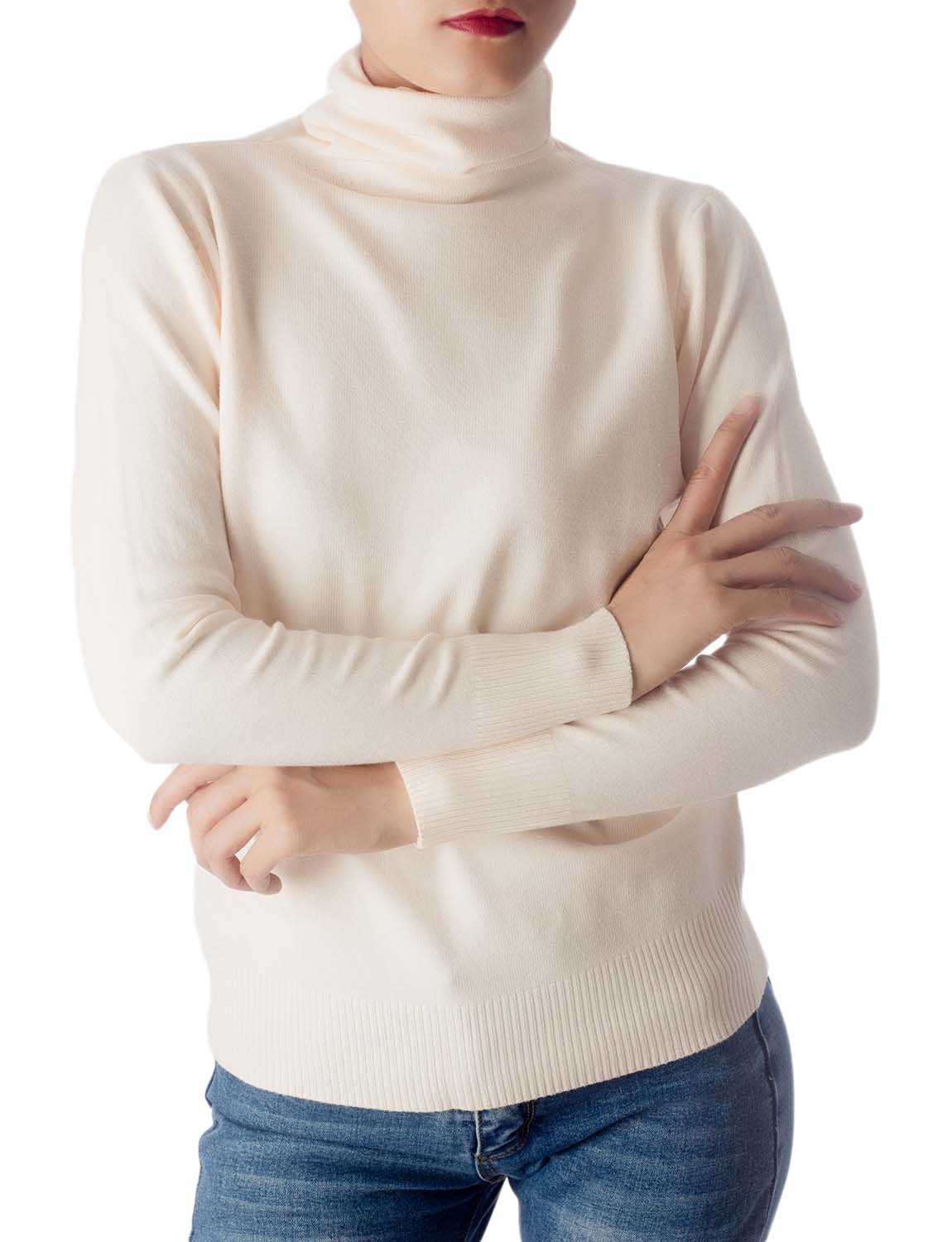 Women's Solid Color Lightweight Turtle Neck Tops Fashion Pullover Sweater