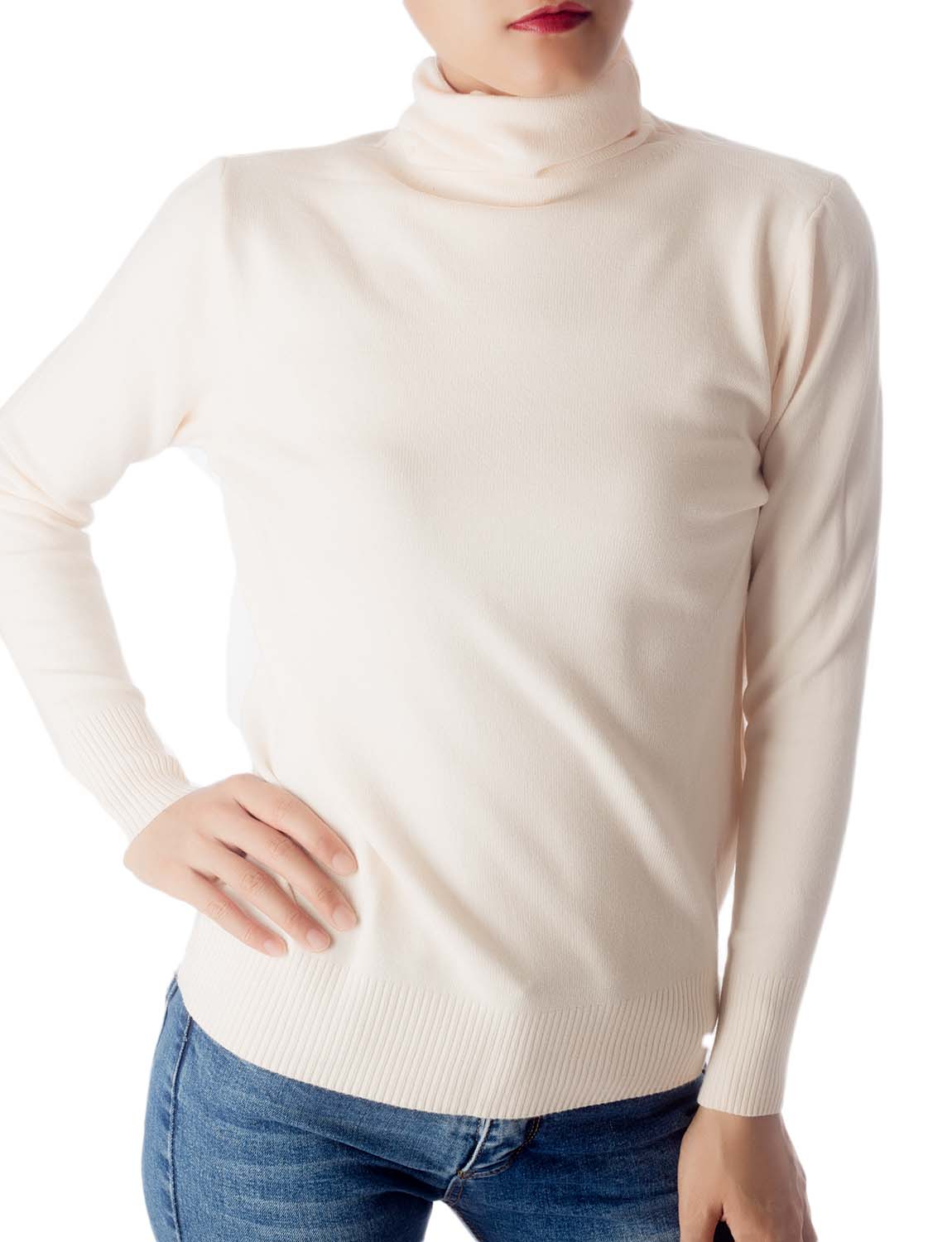Women's Solid Color Lightweight Turtle Neck Tops Fashion Pullover Sweater