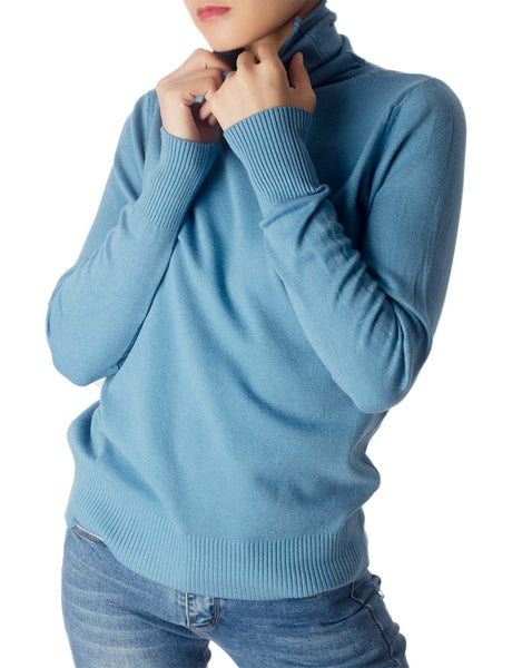 Women's Solid Color Lightweight Turtle Neck Tops Fashion Pullover Sweater