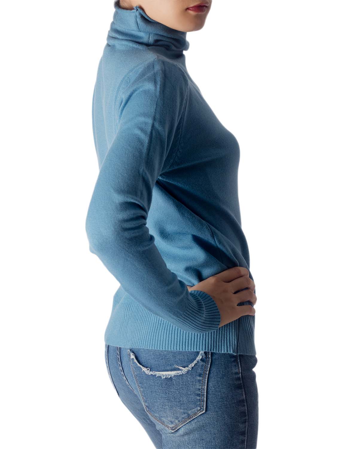 Women's Solid Color Lightweight Turtle Neck Tops Fashion Pullover Sweater