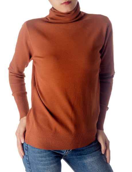 Women's Solid Color Lightweight Fashion Pullover Sweater Turtle Neck Tops