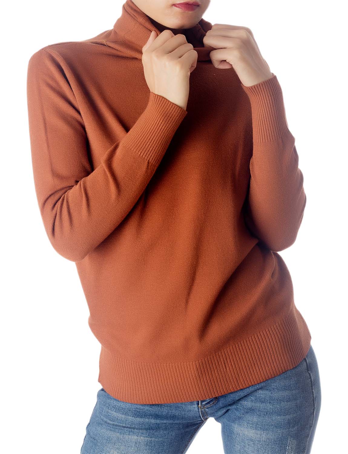 Women's Solid Color Lightweight Turtle Neck Tops Fashion Pullover Sweater
