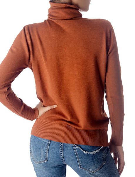 Women's Solid Color Lightweight Turtle Neck Tops Fashion Pullover Sweater