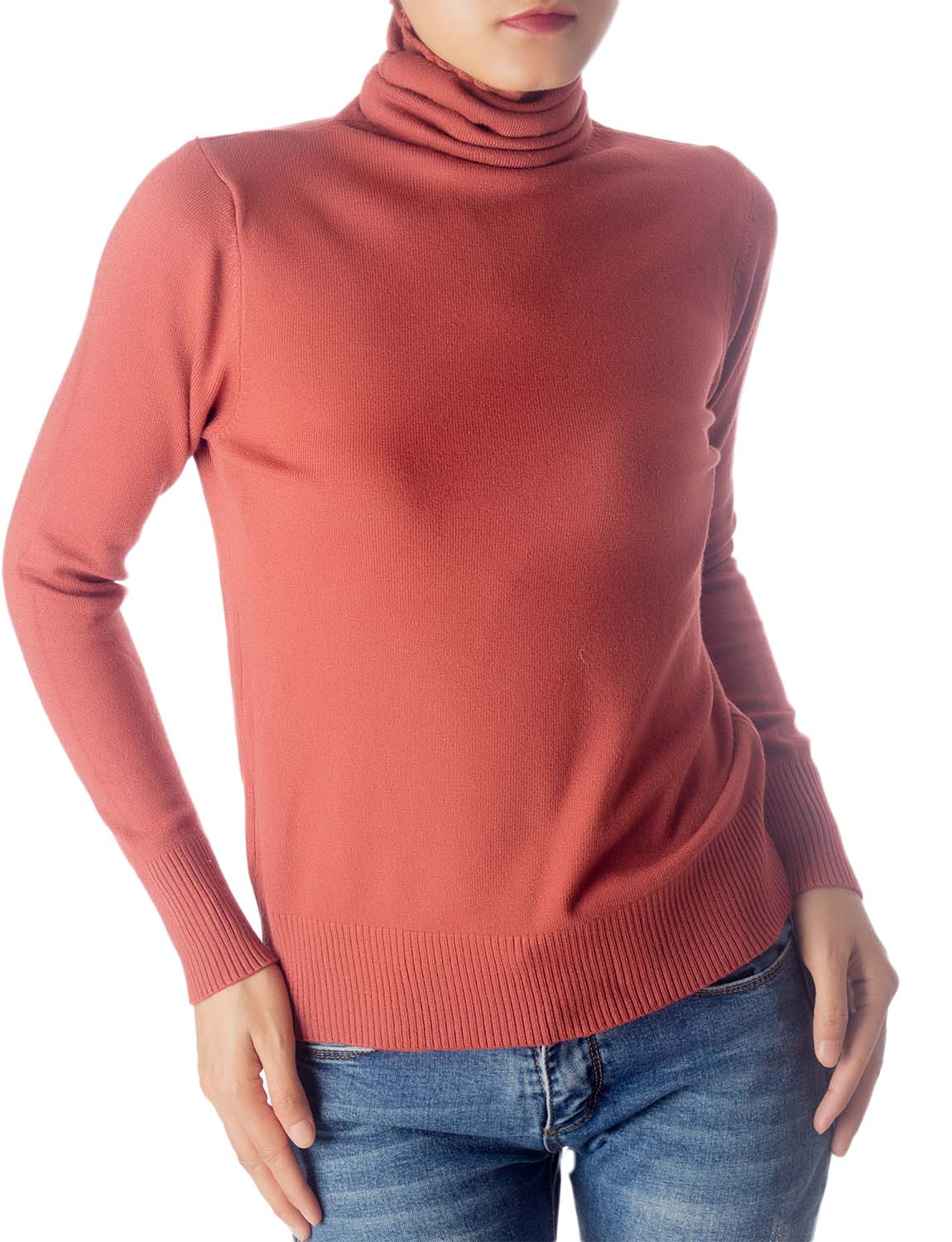 Women's Solid Color Lightweight Turtle Neck Tops Fashion Pullover Sweater