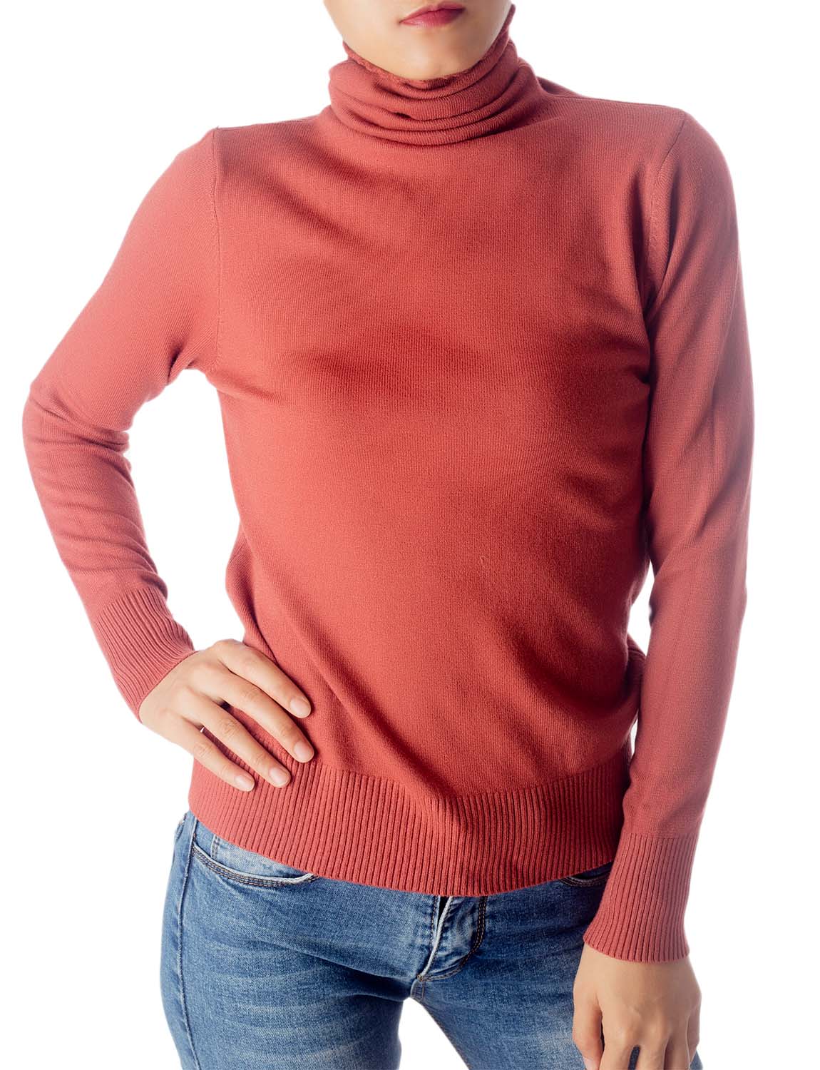 Women's Solid Color Lightweight Turtle Neck Tops Fashion Pullover Sweater