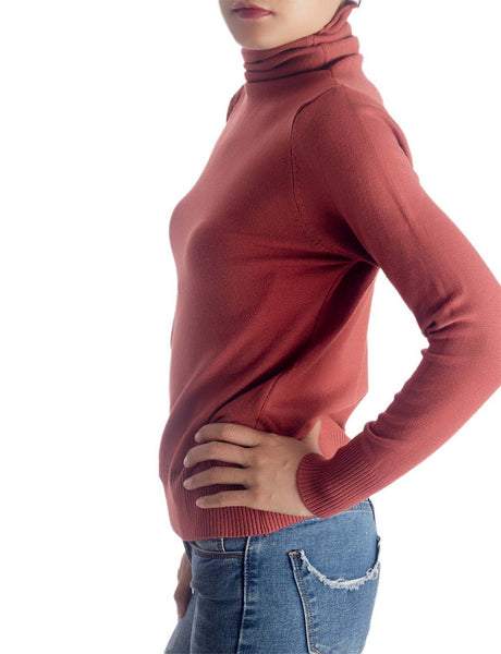 Women's Solid Color Lightweight Turtle Neck Tops Fashion Pullover Sweater