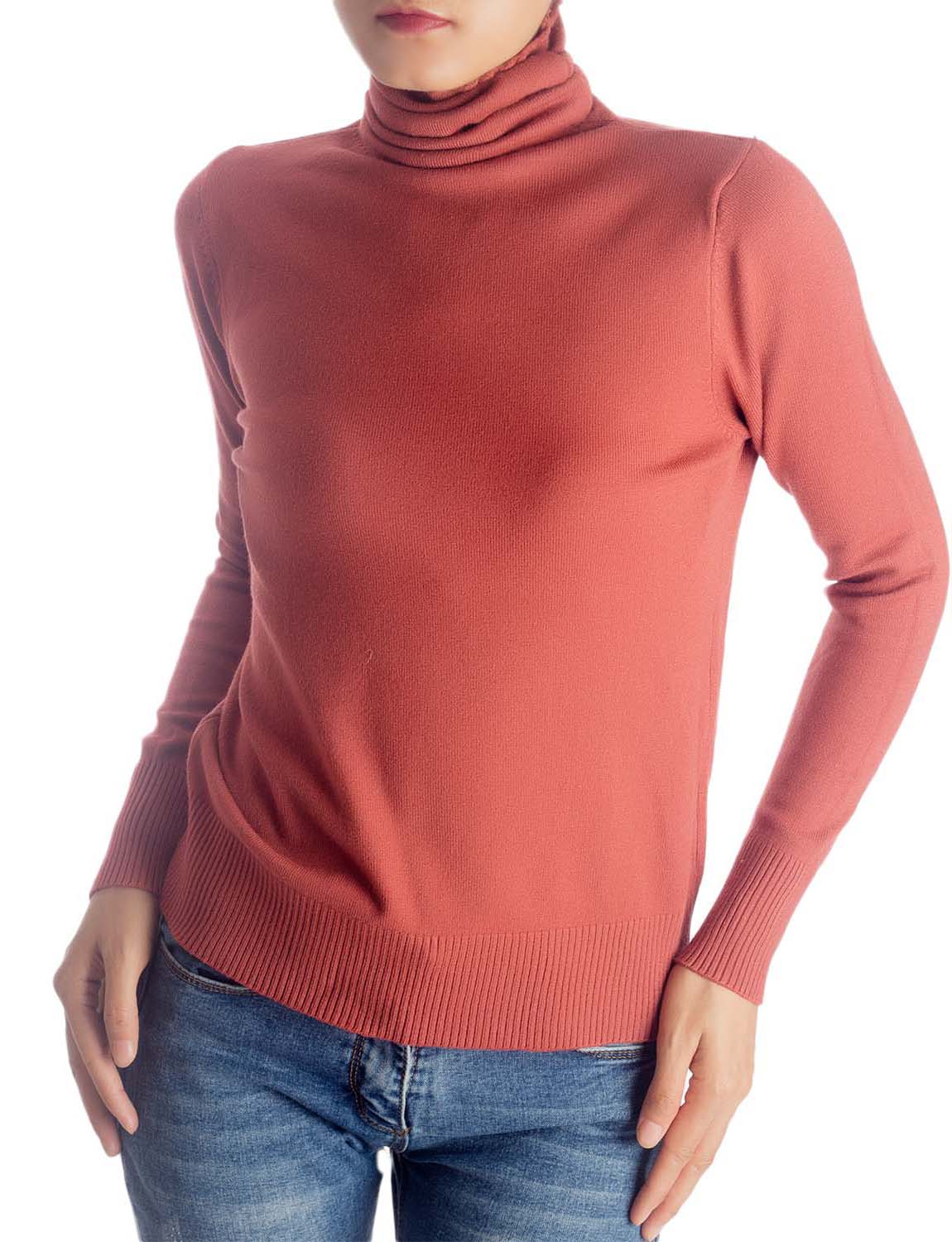 Women's Solid Color Lightweight Turtle Neck Tops Fashion Pullover Sweater