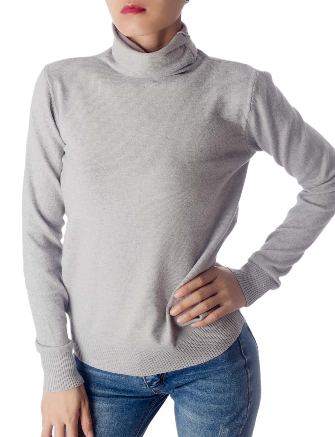 Women's Solid Color Lightweight Turtle Neck Tops Fashion Pullover Sweater