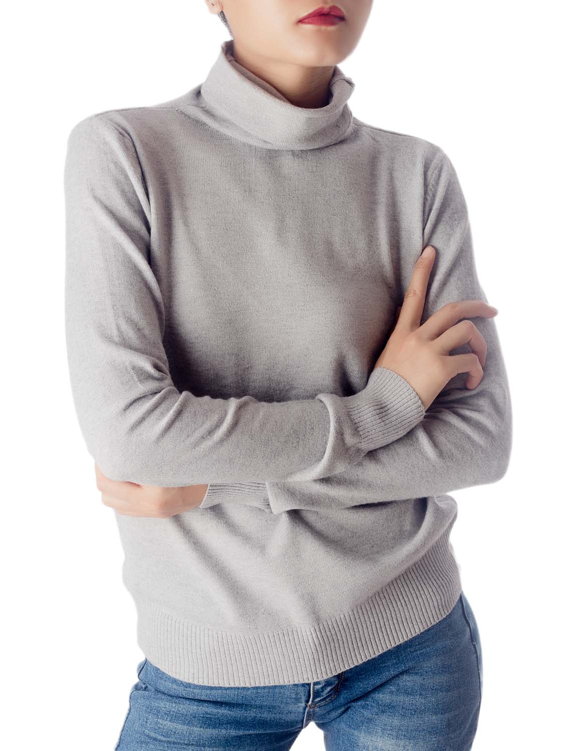 Women's Solid Color Lightweight Turtle Neck Tops Fashion Pullover Sweater