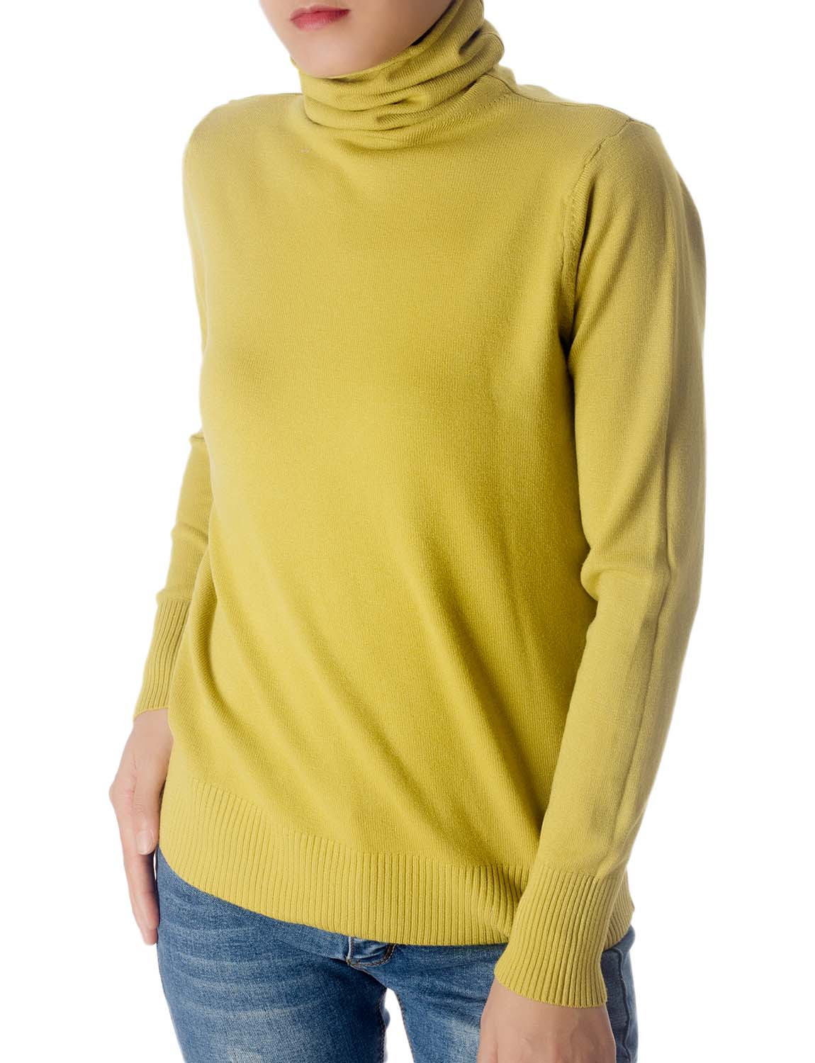 Women's Solid Color Lightweight Turtle Neck Tops Fashion Pullover Sweater