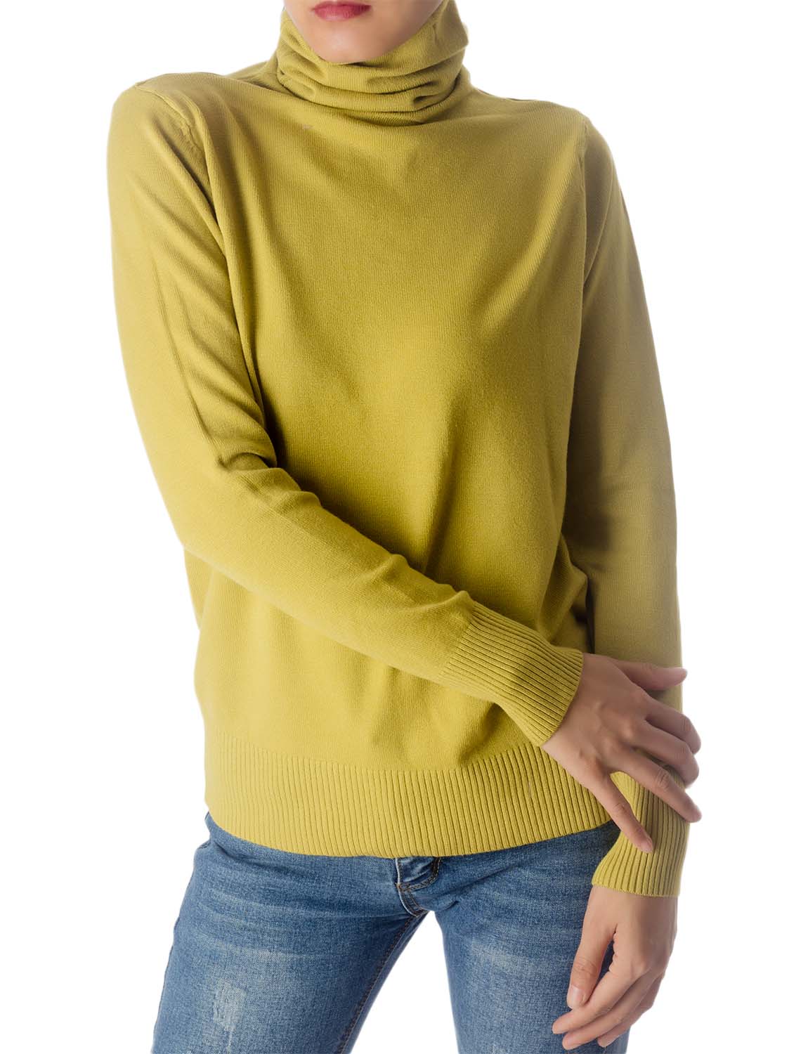 Women's Solid Color Lightweight Turtle Neck Tops Fashion Pullover Sweater