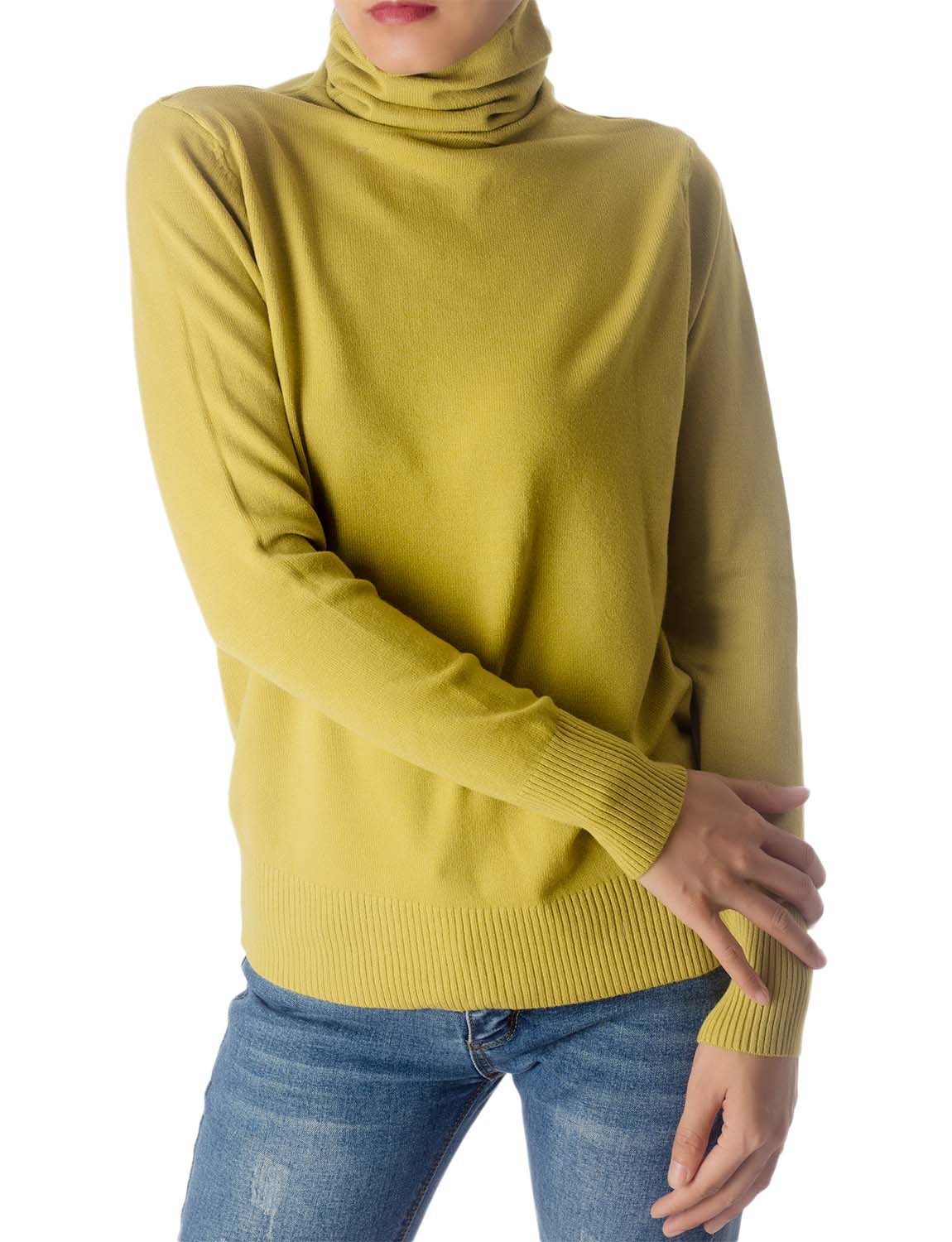 Women's Solid Color Lightweight Fashion Pullover Sweater Turtle Neck Tops