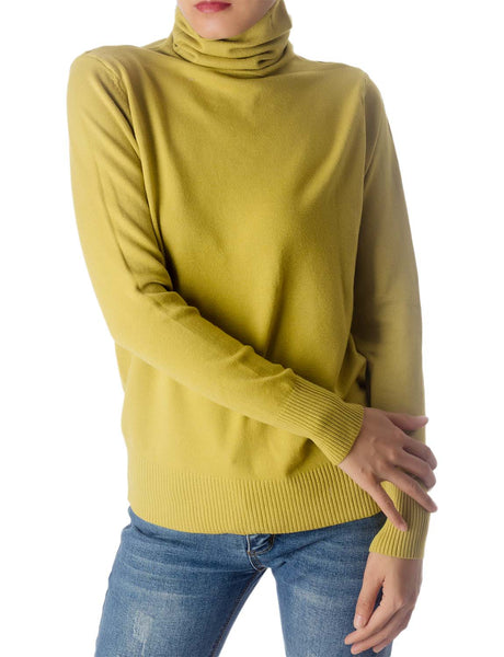 Women's Solid Color Lightweight Turtle Neck Tops Fashion Pullover Sweater