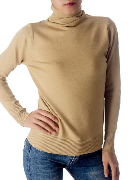 Women's Solid Color Lightweight Turtle Neck Tops Fashion Pullover Sweater