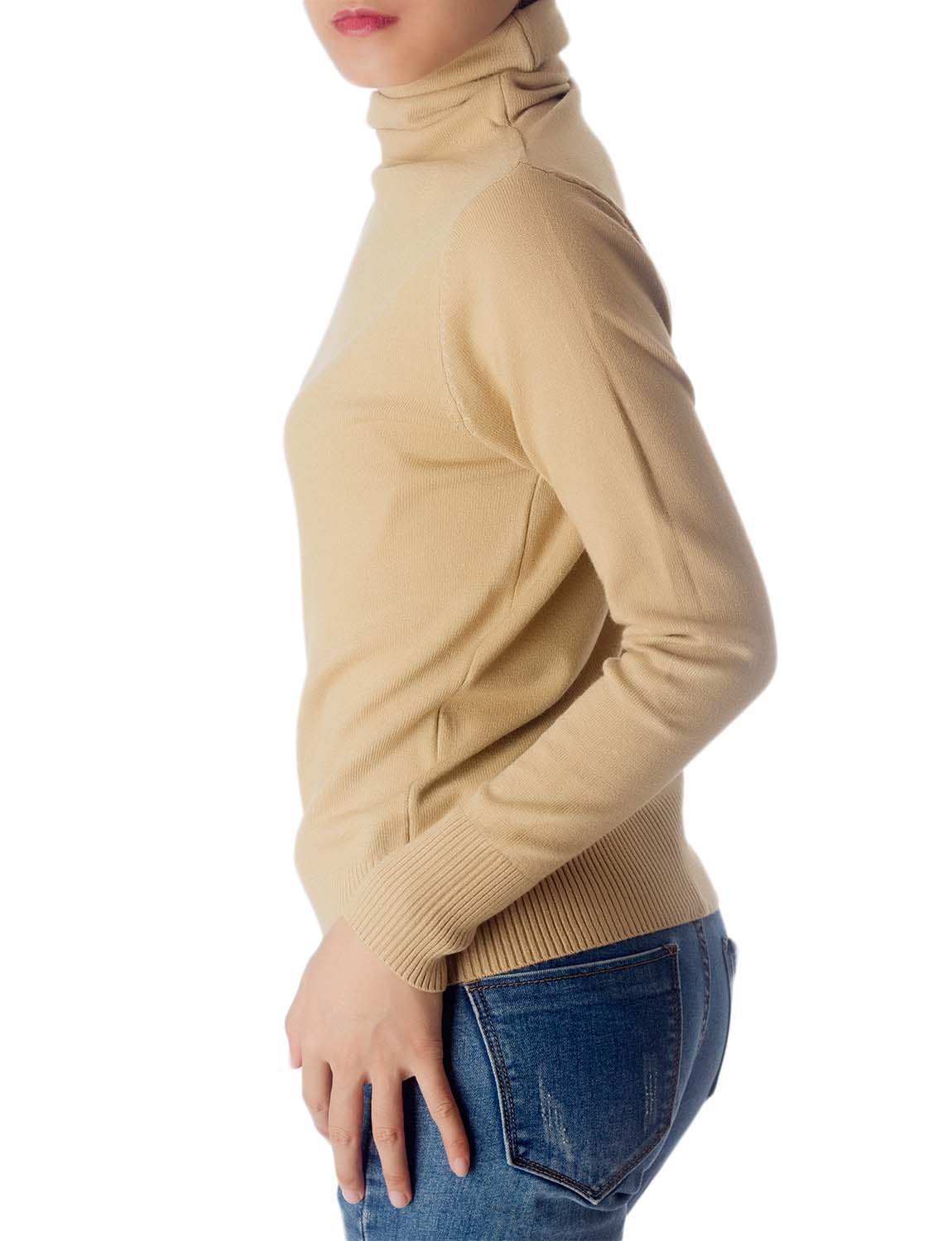 Women's Solid Color Lightweight Turtle Neck Tops Fashion Pullover Sweater