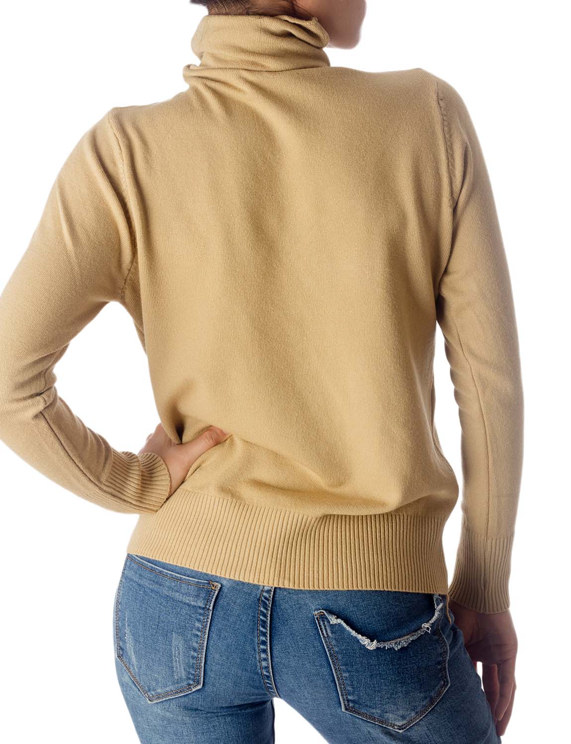 Women's Solid Color Lightweight Turtle Neck Tops Fashion Pullover Sweater