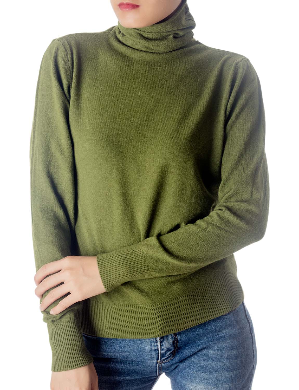 Women's Solid Color Lightweight Fashion Pullover Sweater Turtle Neck Tops