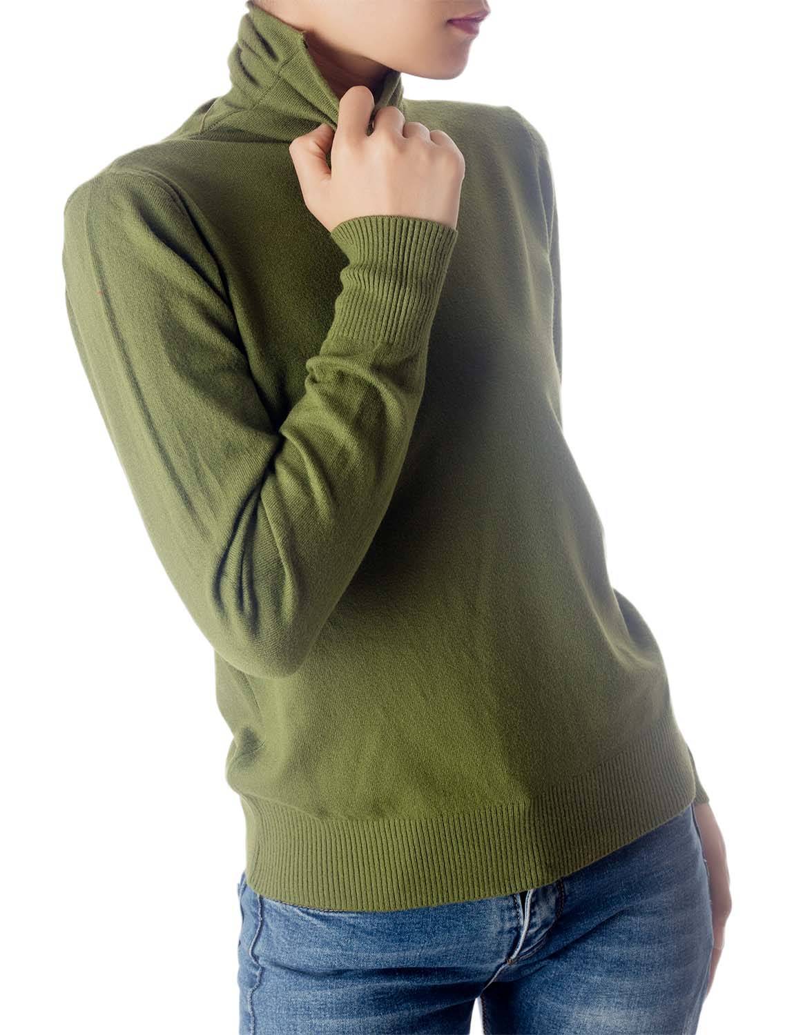 Women's Solid Color Lightweight Turtle Neck Tops Fashion Pullover Sweater