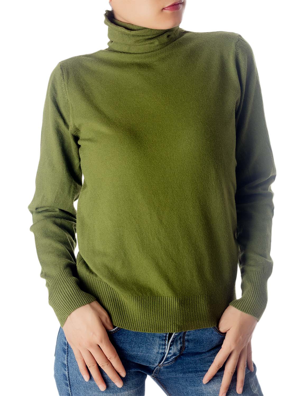 Women's Solid Color Lightweight Turtle Neck Tops Fashion Pullover Sweater