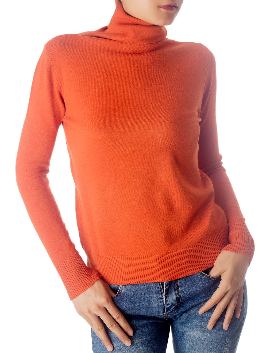 Women's Solid Color Lightweight Turtle Neck Tops Fashion Pullover Sweater