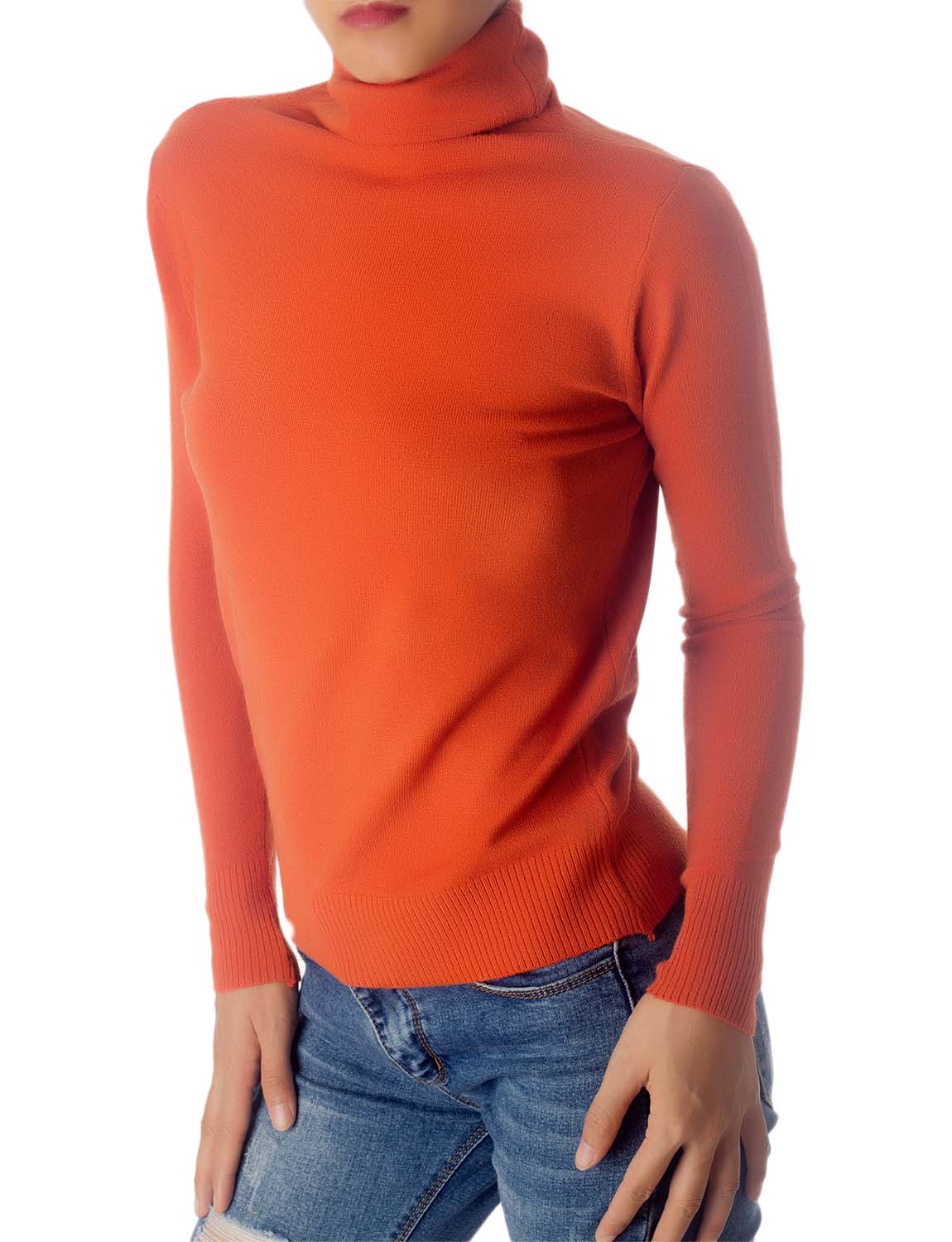 Women's Solid Color Lightweight Turtle Neck Tops Fashion Pullover Sweater