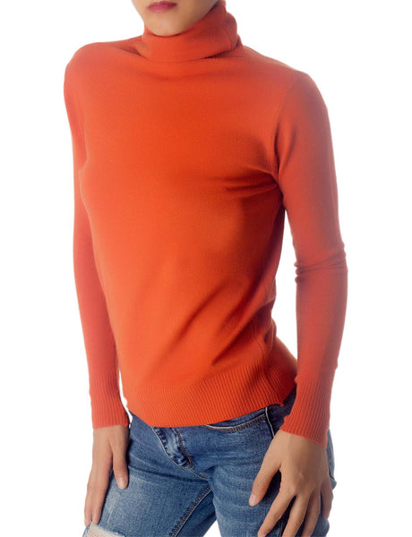 Women's Solid Color Lightweight Turtle Neck Tops Fashion Pullover Sweater