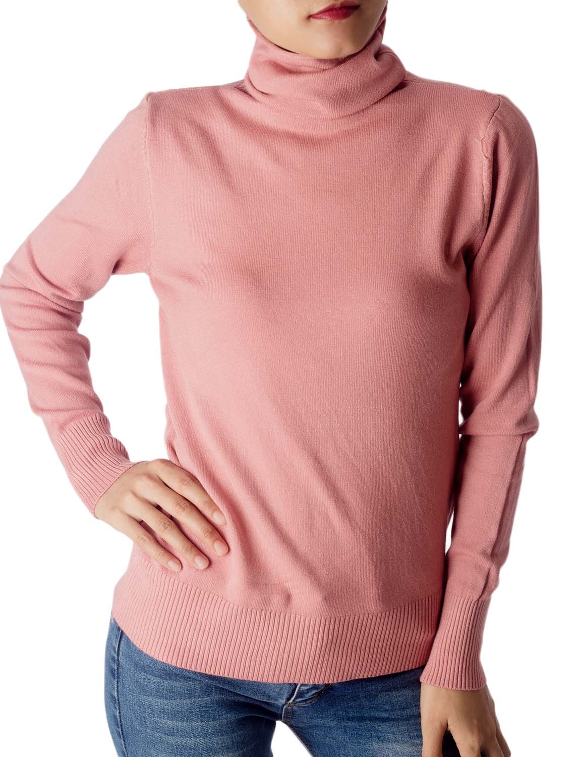 Women's Solid Color Lightweight Turtle Neck Tops Fashion Pullover Sweater