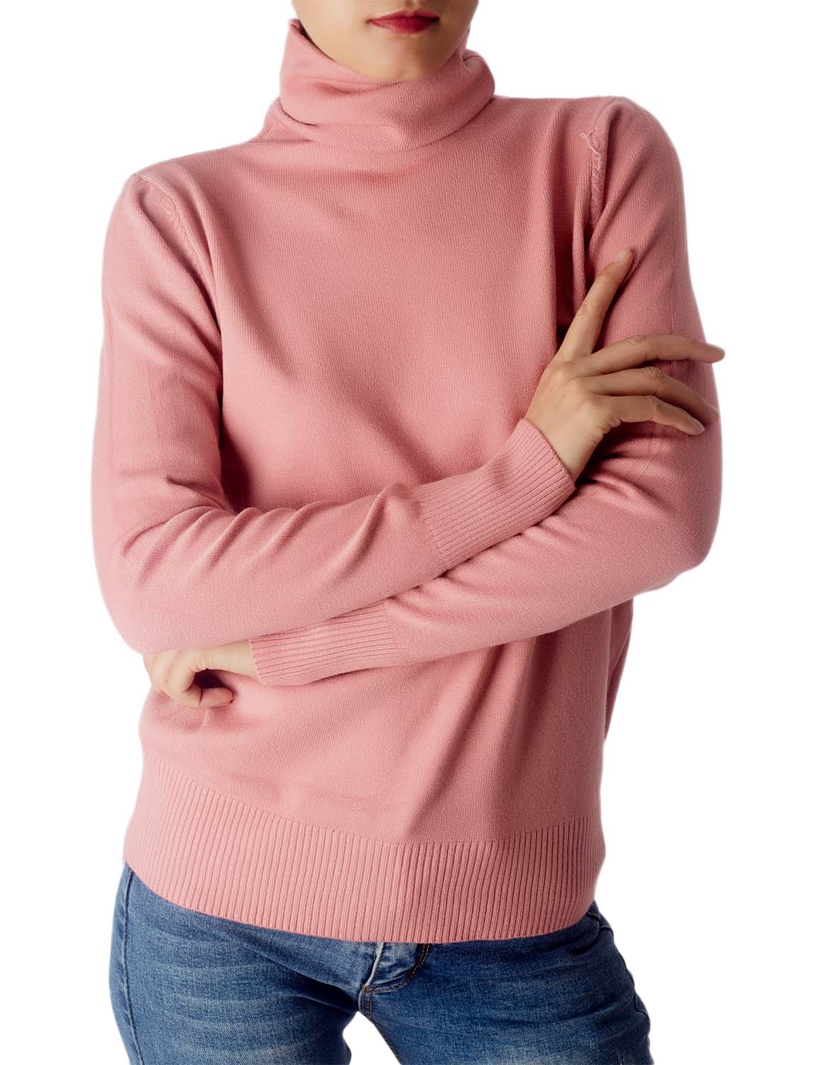 Women's Solid Color Lightweight Turtle Neck Tops Fashion Pullover Sweater