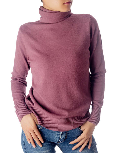Women's Solid Color Lightweight Turtle Neck Tops Fashion Pullover Sweater
