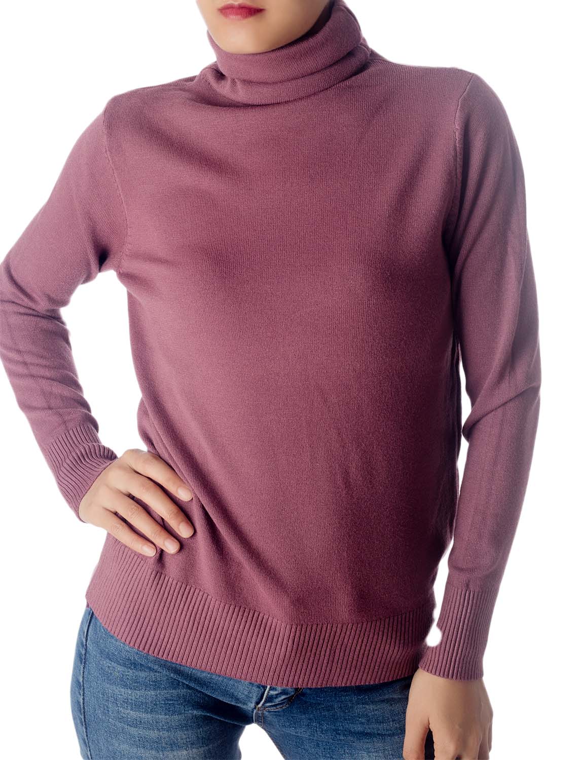 Women's Solid Color Lightweight Turtle Neck Tops Fashion Pullover Sweater
