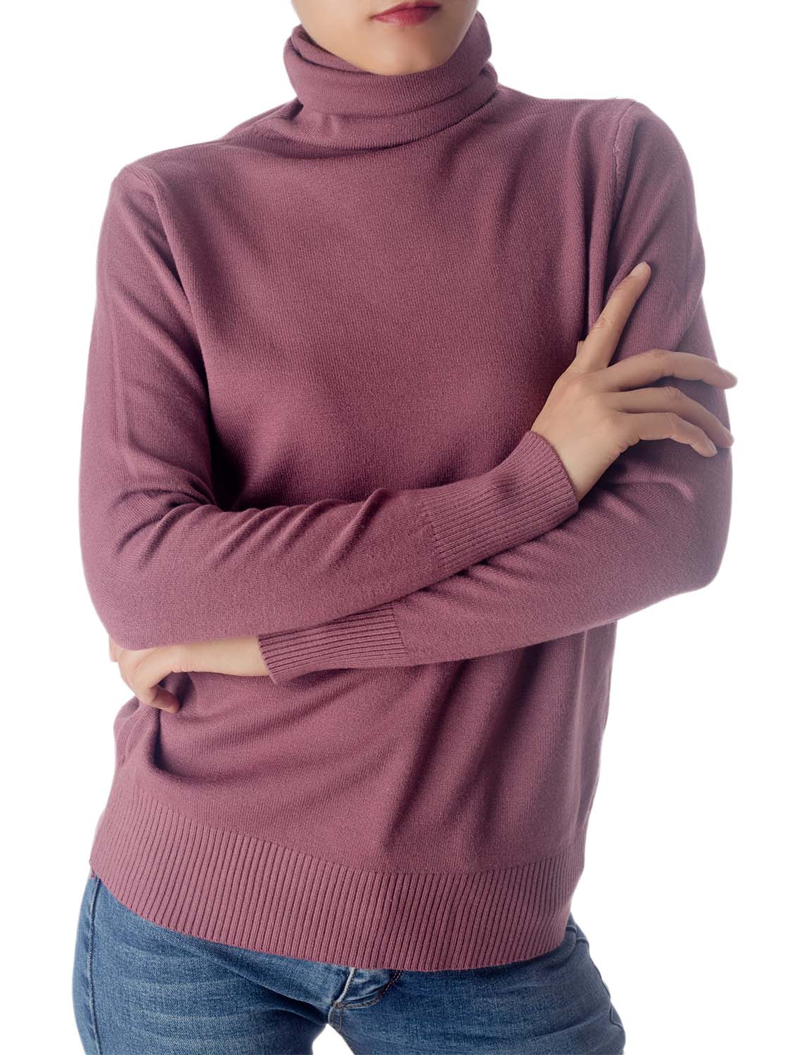 Women's Solid Color Lightweight Turtle Neck Tops Fashion Pullover Sweater
