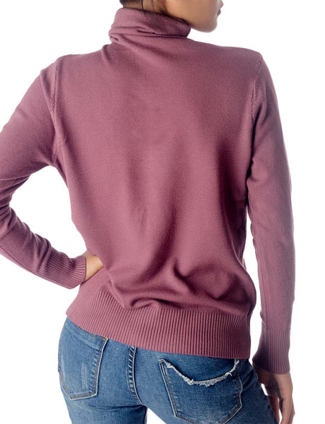Women's Solid Color Lightweight Turtle Neck Tops Fashion Pullover Sweater