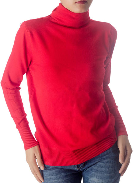 Women's Solid Color Lightweight Turtle Neck Tops Fashion Pullover Sweater