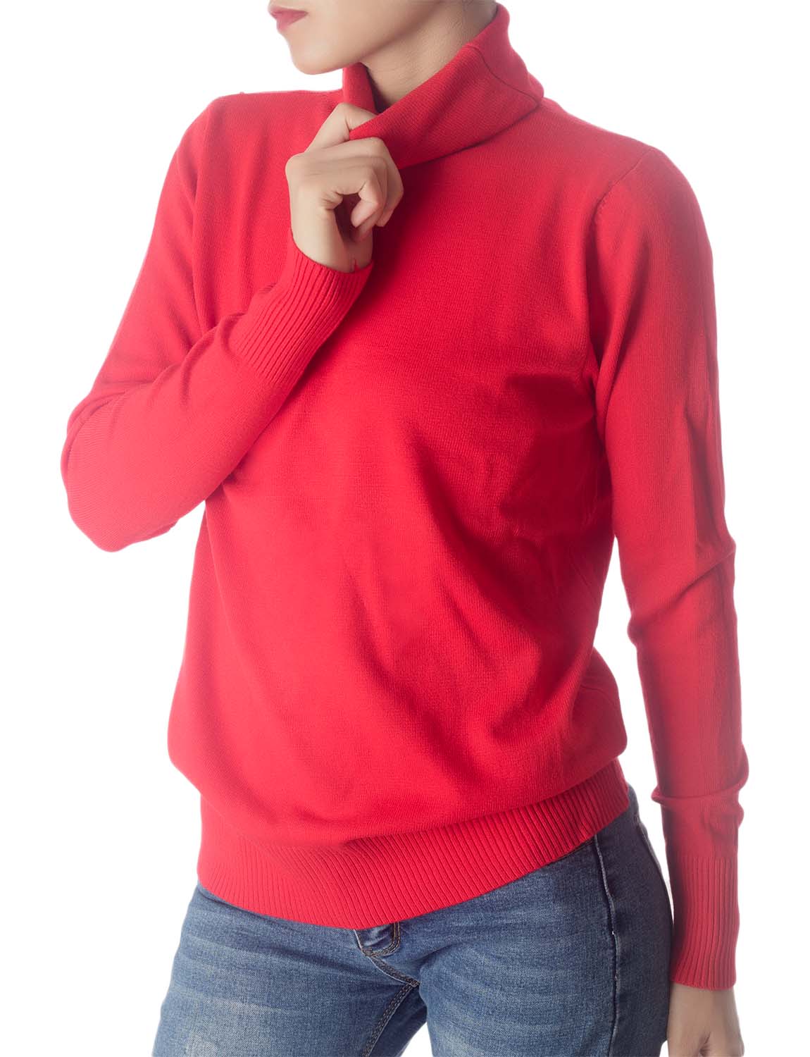 Women's Solid Color Lightweight Turtle Neck Tops Fashion Pullover Sweater