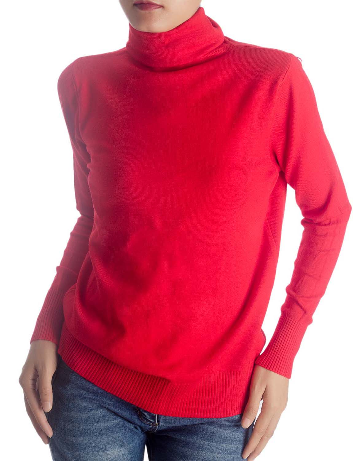 Women's Solid Color Lightweight Turtle Neck Tops Fashion Pullover Sweater